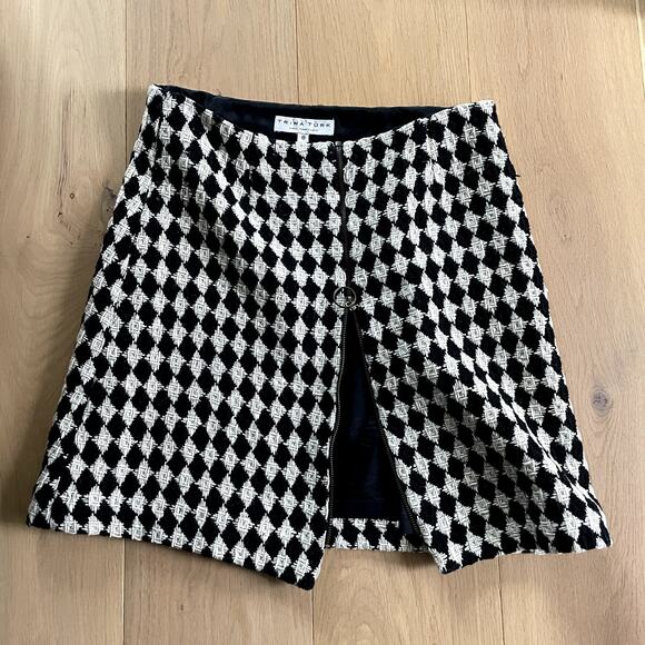 Trina Turk Harlequin Checkerboard Wool Mini Skirt - Size 8 - Picture 4 of 7